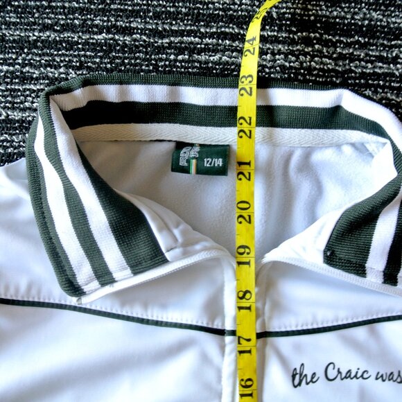 Women's Retro Irish White Green Ireland 50 Embroidered Track Jacket Size 12/14 - Picture 11 of 11